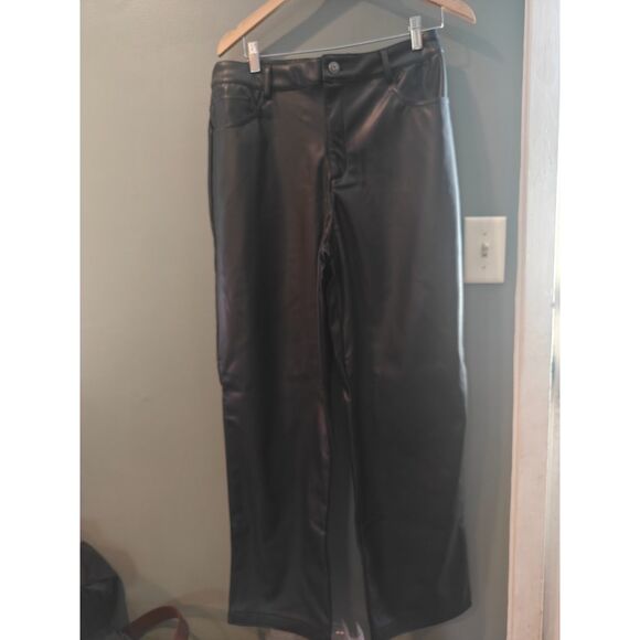 ASOS Pants - Asos design faux leather straight leg trousers in black uk 14 us 10